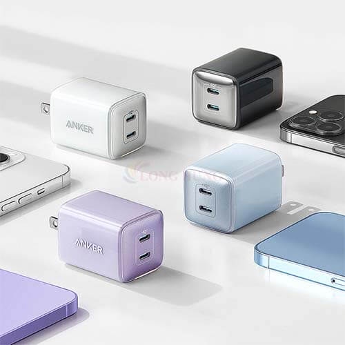 Cốc sạc Anker 521 Nano Pro 40W 2Type-C PiQ 3.0 PD A2038 - Hàng chính hãng - Công suất 40W, sạc 2 thiết bị cùng lúc