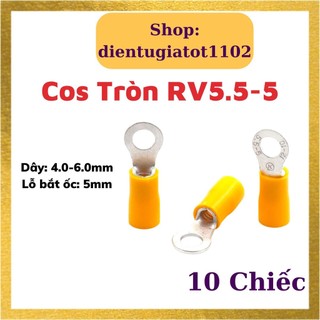 10 đầu cos tròn rv5.5-5, rv5.5-5, đầu cos dây điện, đầu cos xe máy