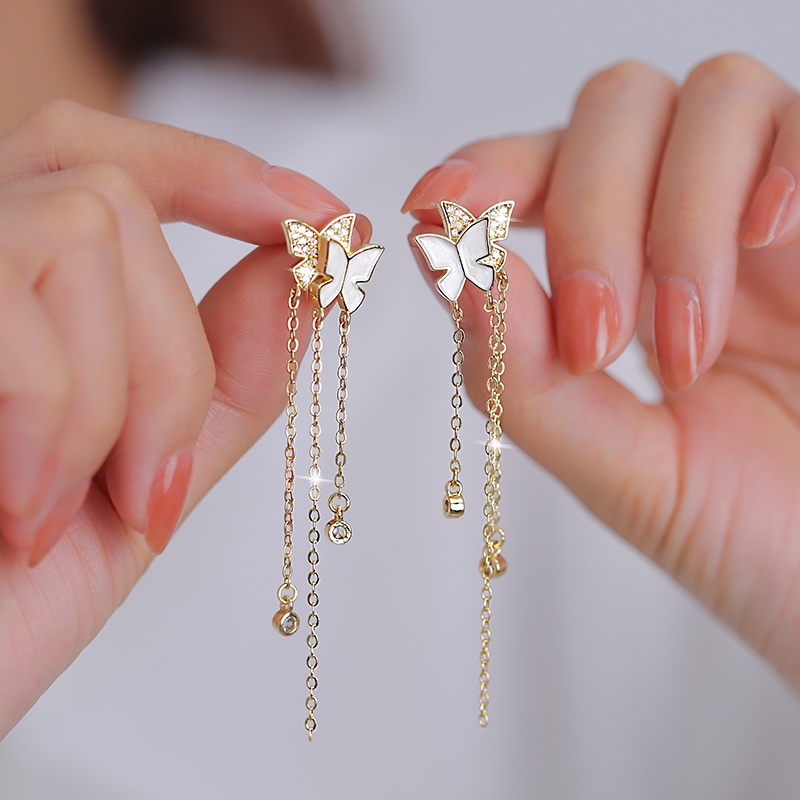 Khuyên Tai Tua Rua Hai Đầu Hình Bướm Chất Lượng Cao