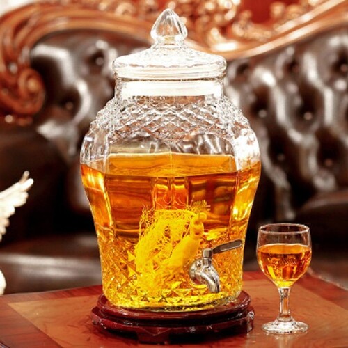 Bình ngâm rượu thủy tinh 3 lít, Lọ keo ngâm rượu đẹp hình kim cương 8833 có van và không van