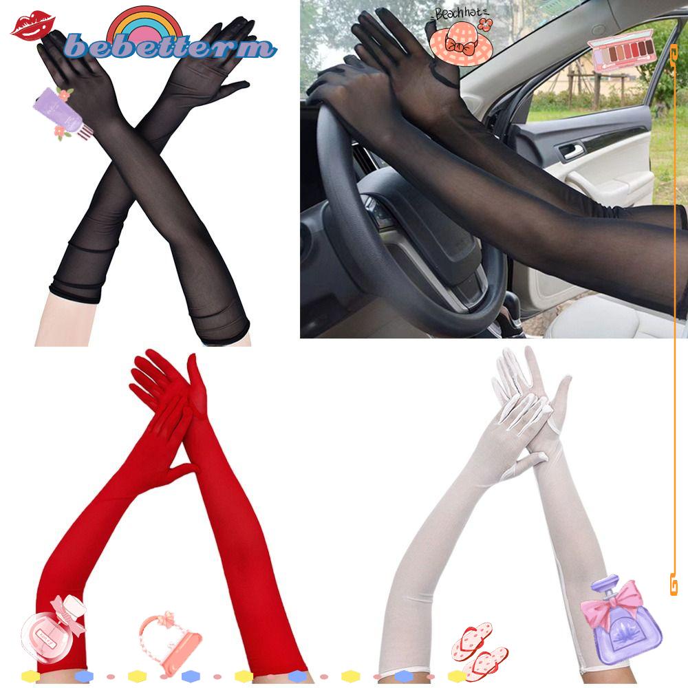 Găng Tay Dài Hở Ngón Siêu Mỏng Thanh Lịch Cho Nữ