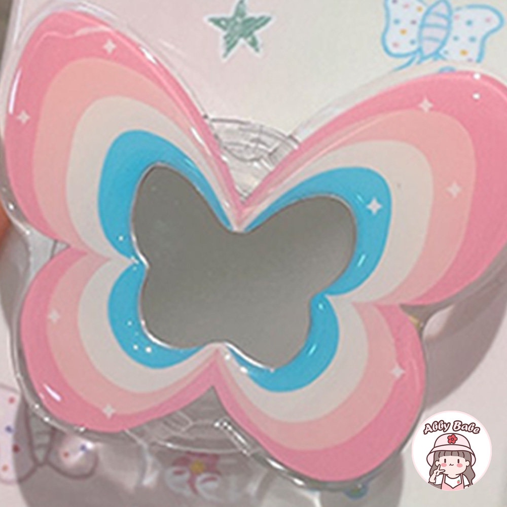 Ốp Điện Thoại TPU Mềm Mỏng Tích Hợp Gương Trang Điểm Hình Bướm Nhiều Màu Sang Trọng Cho IPhone 14 Pro Max 13 12 11 Pro Max