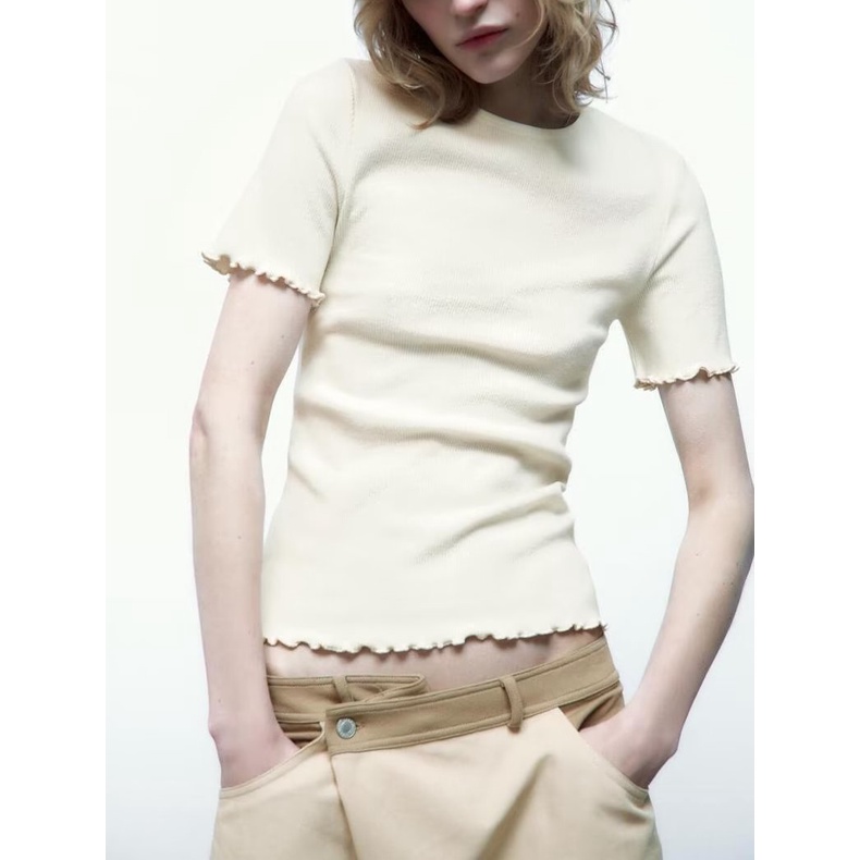 Zara Áo Thun Mềm Cổ Tròn Ngắn Tay Thời Trang Mùa Hè 4770017