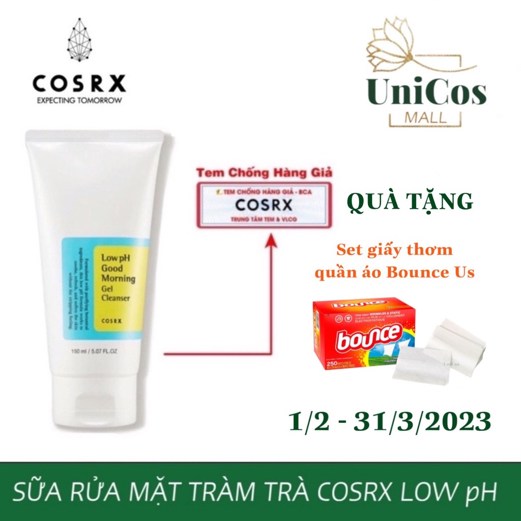 Sữa rửa mặt Cosrx chiết xuất dầu tràm trà - Gel rửa mặt Cosrx Good Morning Low Ph 150ml