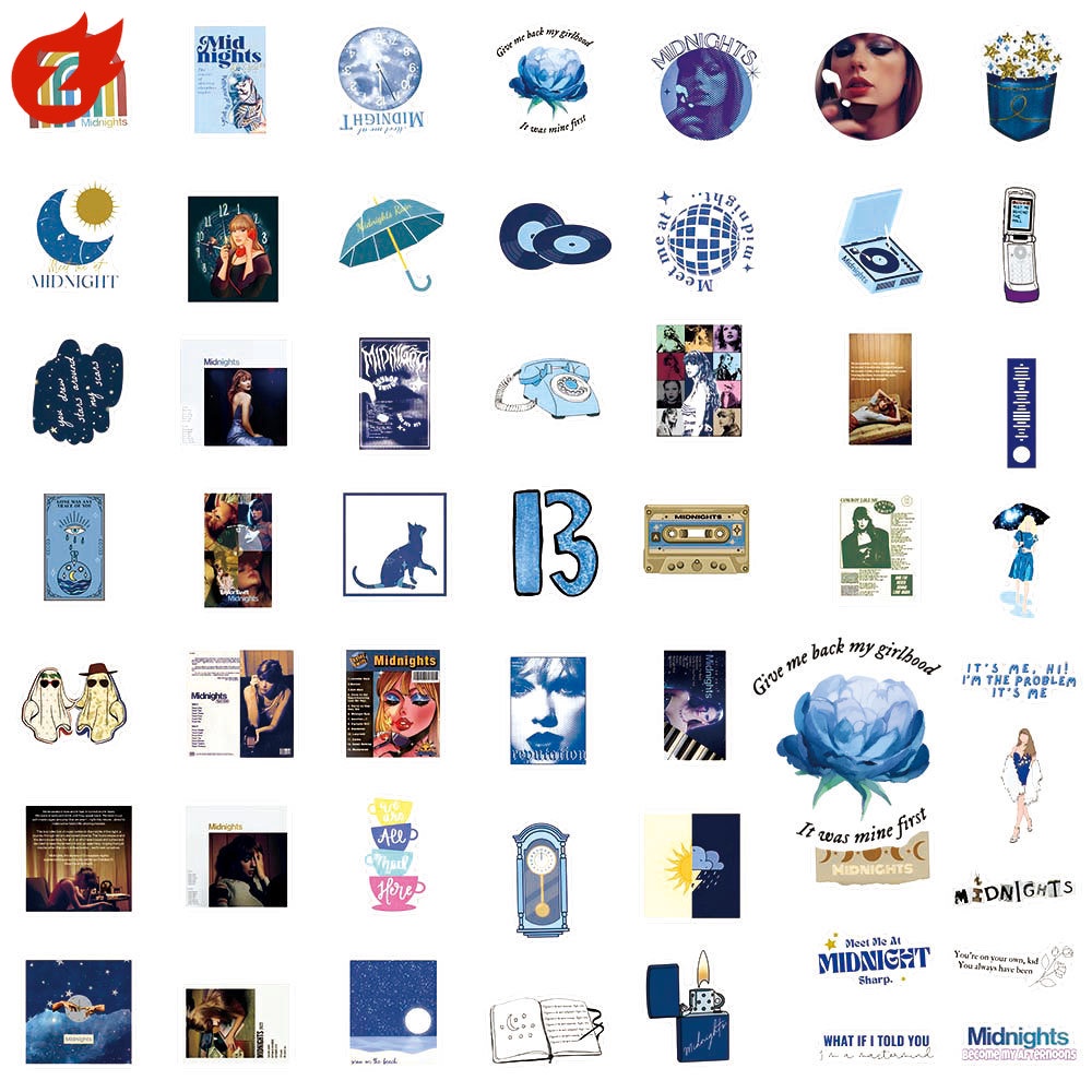 Bộ 50 Miếng Dán Trang Trí Chống Thấm Nước Hình Taylor Swift