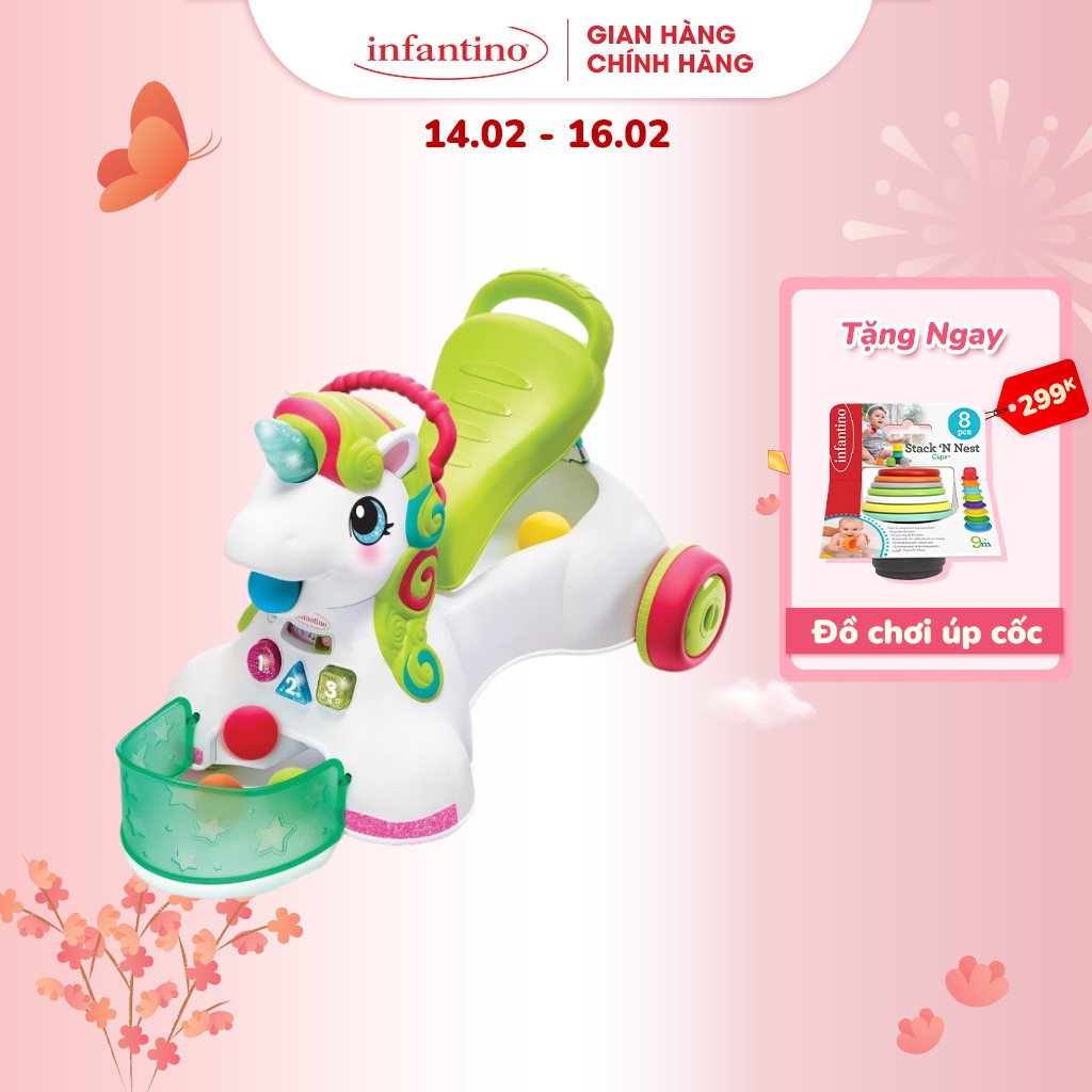 Xe Tập Đi Kiêm Chòi Chân 3 Trong 1 INFANTINO Hình Con Vật Dễ Thương - 3-In