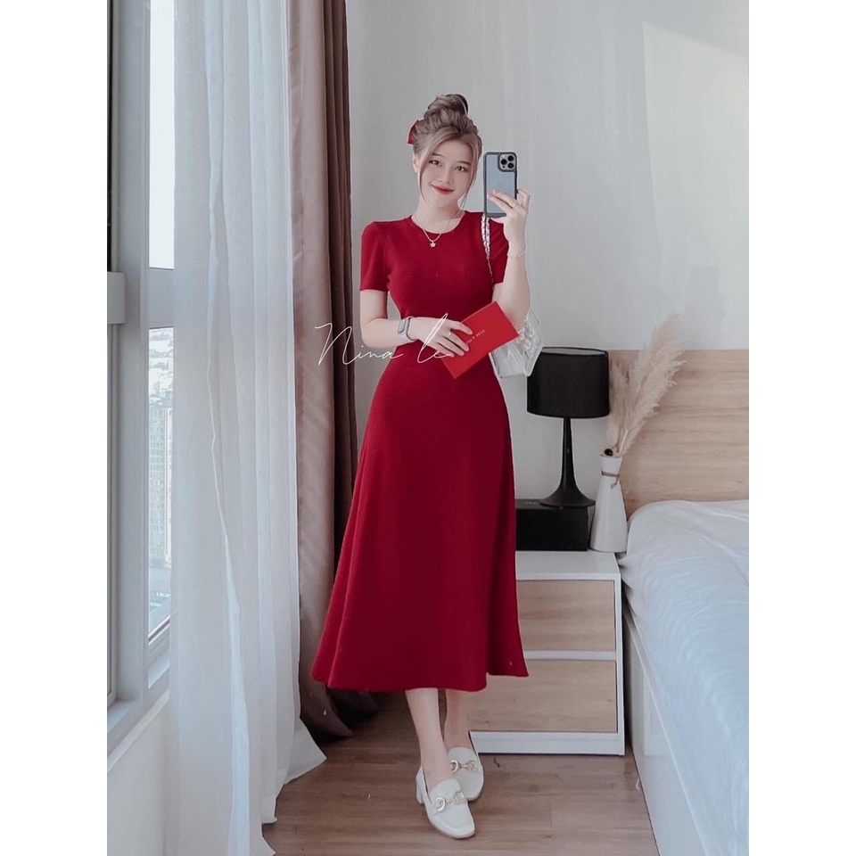 [3.3 Sales Freeship] Đầm thun trơn cổ tròn dáng dài hở lưng cột dây, đầm thun basic tay ngắn nhiều màu sắc đơn giản mtb