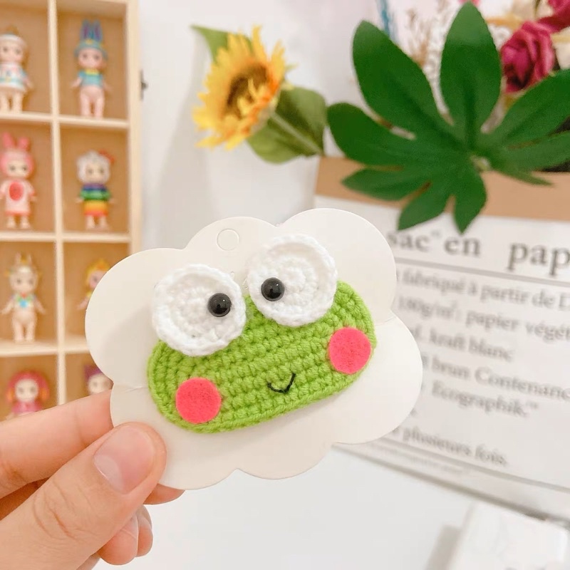Kẹp tóc len handmade hình chú ếch dễ thương
