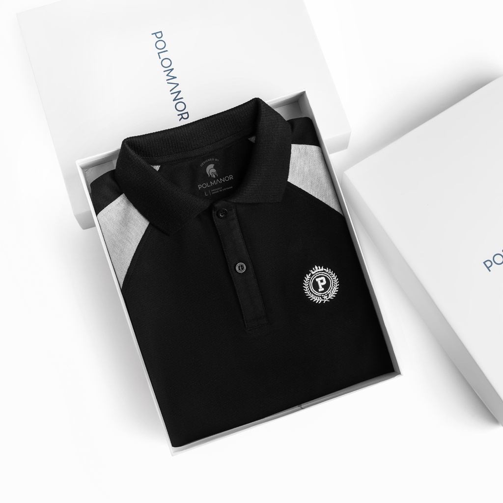 Áo Polo nam phối HUDSON vải cá sấu cotton CMC, nam tính, thanh lịch, sang trọng - POLOMANOR