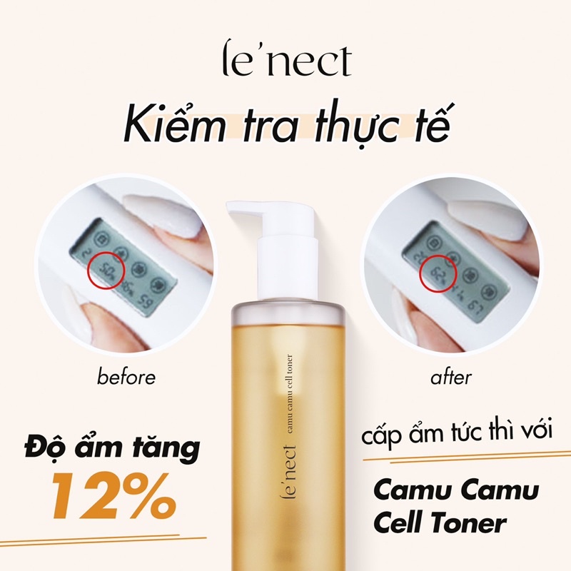 Nước cân bằng LENECT Be'Balance Camu Camu Cell Toner + Bông tẩy trang Le'nect Self Skin Pad