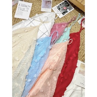 váy cổ yếm hở lưng dáng xoè