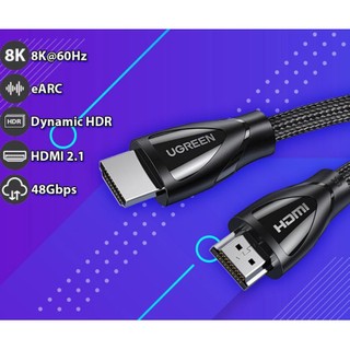 Cáp HDMI 2.1 Ugreen 8K@60Hz ( 1m 80401 , 1.5m 80402 , 2m 80403 ) (Sợi Cotton)
