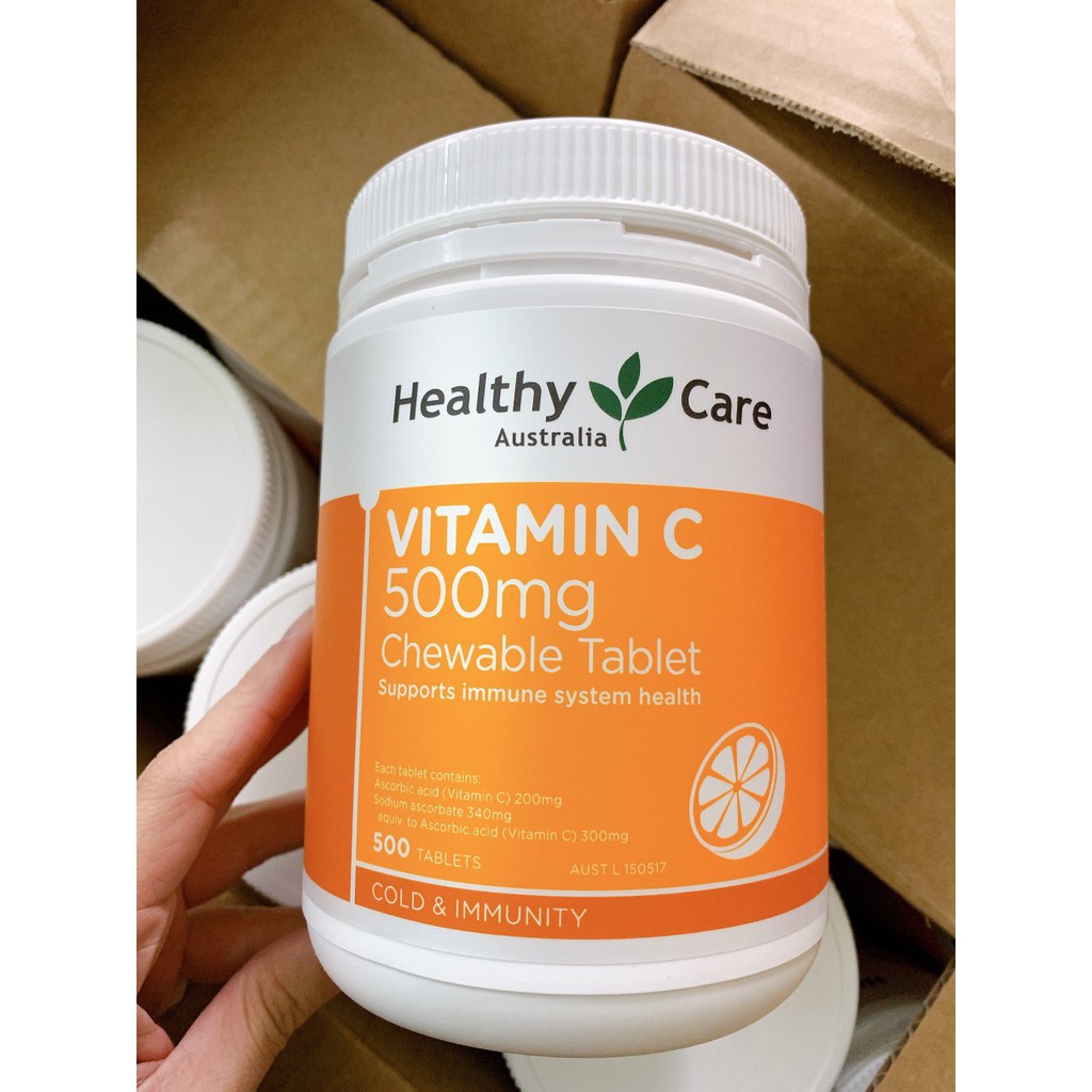 Viên ngậm Healthy Care Vitamin C 500mg 500 viên - Xuất xứ Úc