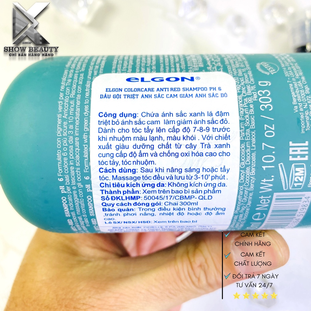 Dầu Gội Xanh Elgon Khử Cam Đỏ Giữ Màu Rêu - Anti Red Shampoo pH6