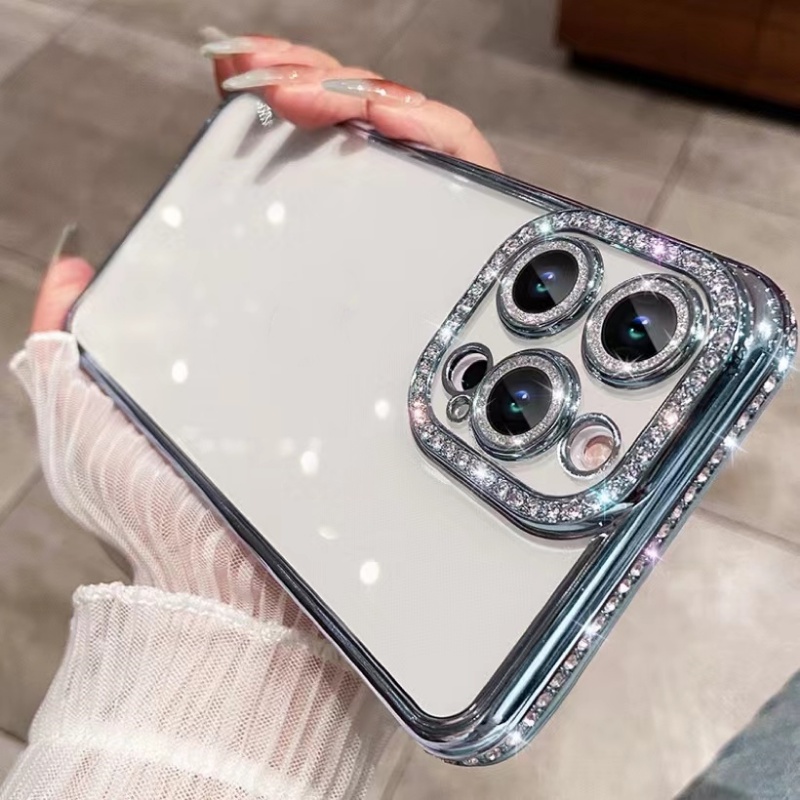 Ốp iPhone 14 13 12 Pro max 14 plus case ốp lưng iphone 14 13 12 promax Trong Suốt Đính Đá Sang Trọng Chống Sốc Bảo Vệ Ống Kính Máy Ảnh Cho iP 12 13 14 Pro max 14plus