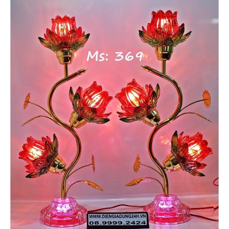 ĐÈN THỜ CÚNG PHA LÊ THUỶ TINH 369  1 CẶP