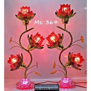 ĐÈN THỜ CÚNG PHA LÊ THUỶ TINH 369 (52cm) 1 CẶP