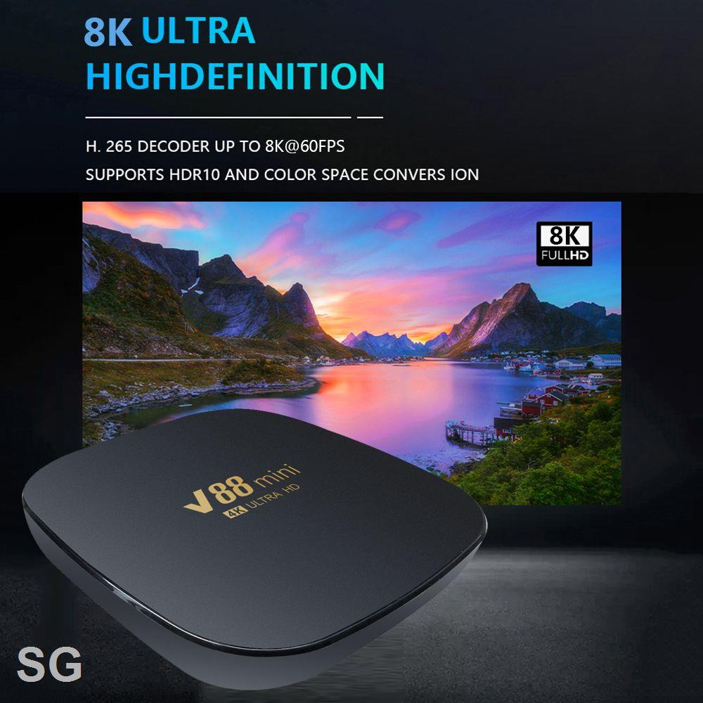 Đầu TV box V88 Nuevo mini Thông Minh Android 12.0 AllWinner H3 quad core 2.4G WIFI 8K 8GB + 128GB ChấT LượNg Cao Phụ Kiện Điện Tử 265 H 265 H Chất Lượng Cao