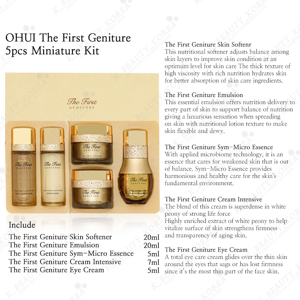 The First Geniture Bộ 5pcs sản phẩm thu nhỏ đầu tiên  Bộ du lịch /  Kem dưỡng ẩm chăm sóc da mặt