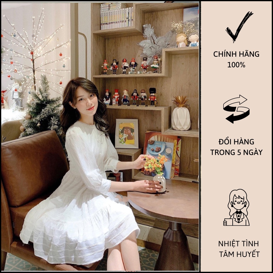 Đầm Dự Tiệc Babydol Phối Ren Tay Lửng - C0373