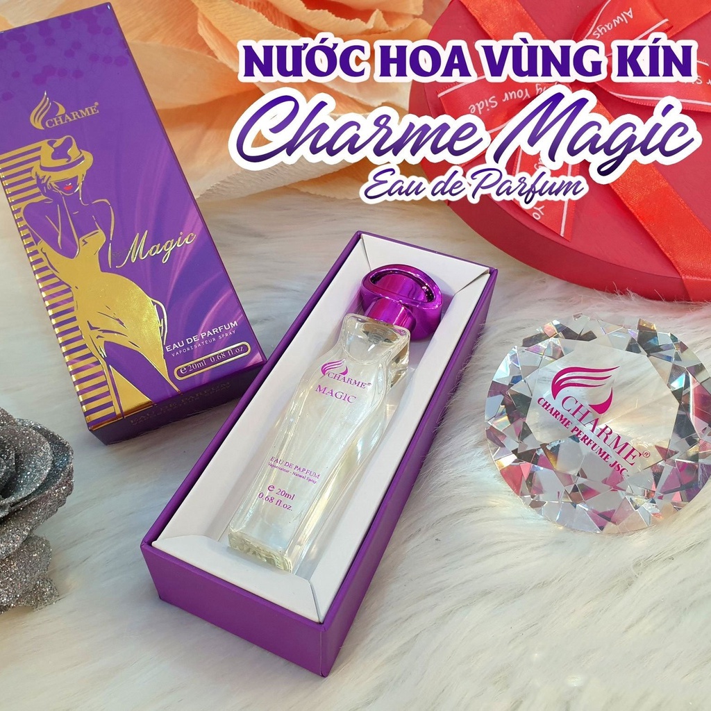 Nước hoa vùng kín, Charme Magic tím, nốt hương hoa, nhẹ nhàng nữ tính, 20ml