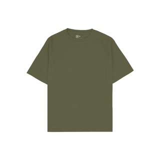 Oppa áo thun basic cotton thêu logo tru01 màu xanh rêu