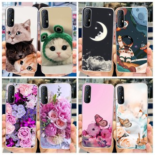 Ốp Điện Thoại Silicone Mềm Trong Suốt In Hình Mèo Phi Hành Gia Cho Reno 3 CPH2043 OPPO Reno3 Pro 4G