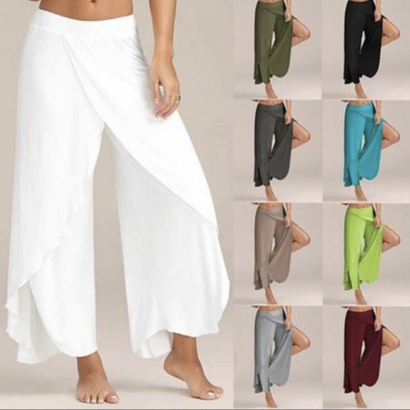 Quần Tập Yoga Ống Rộng Đan Dây Chéo Phong Cách Âu Mỹ Quyến Rũ Cho Nữ