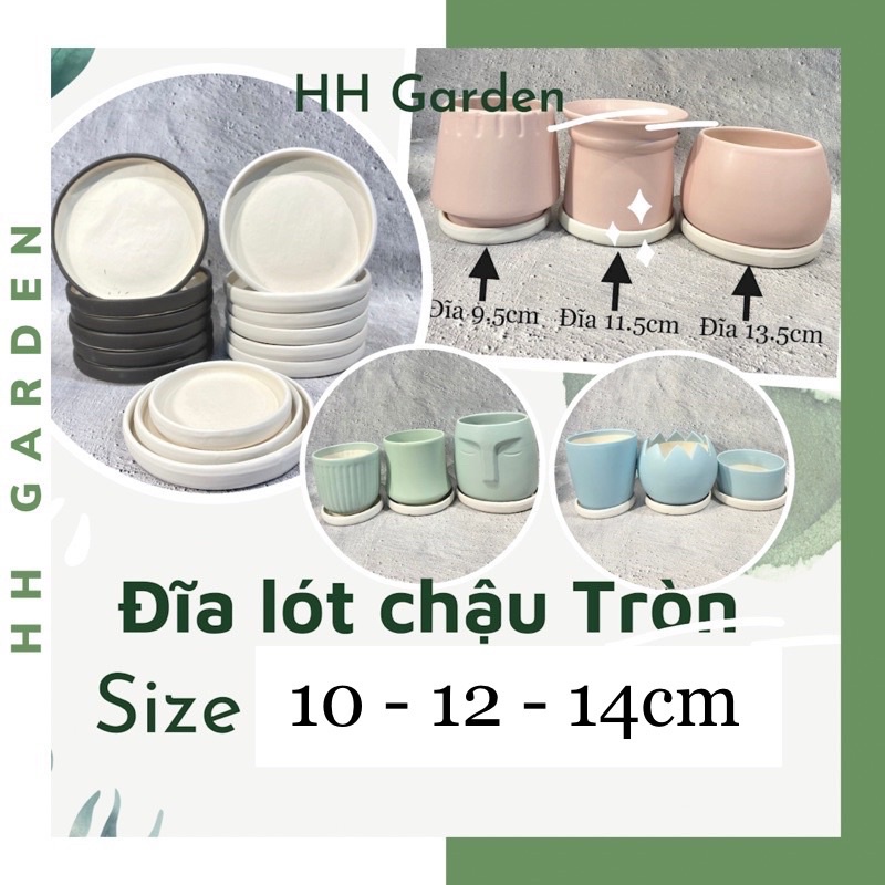 Đĩa lót chậu cây Hình Tròn, Size 10-12-14cm (chi tiết kích thước xem mô tả sản phẩm)