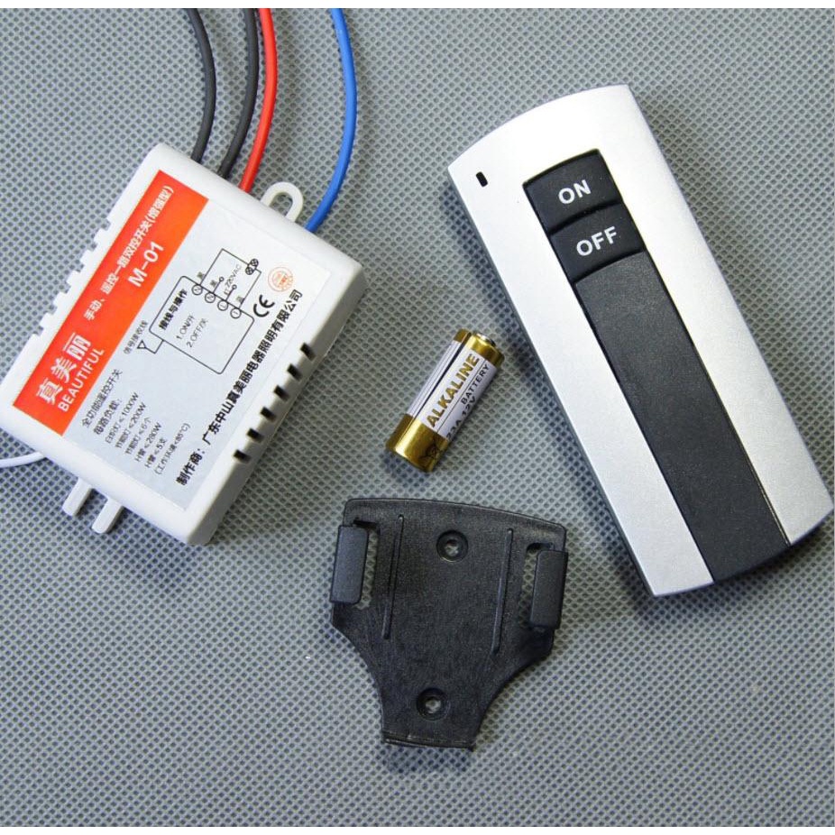 Công tắc điều khiển từ xa RF 2 cổng, 4 cổng độc lập xuyên tường + màu Trắng + Kèm Pin Remote