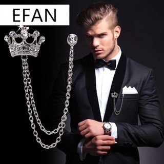 Ghim cài áo hình vương miện đính kim cương giả thời trang cho nam