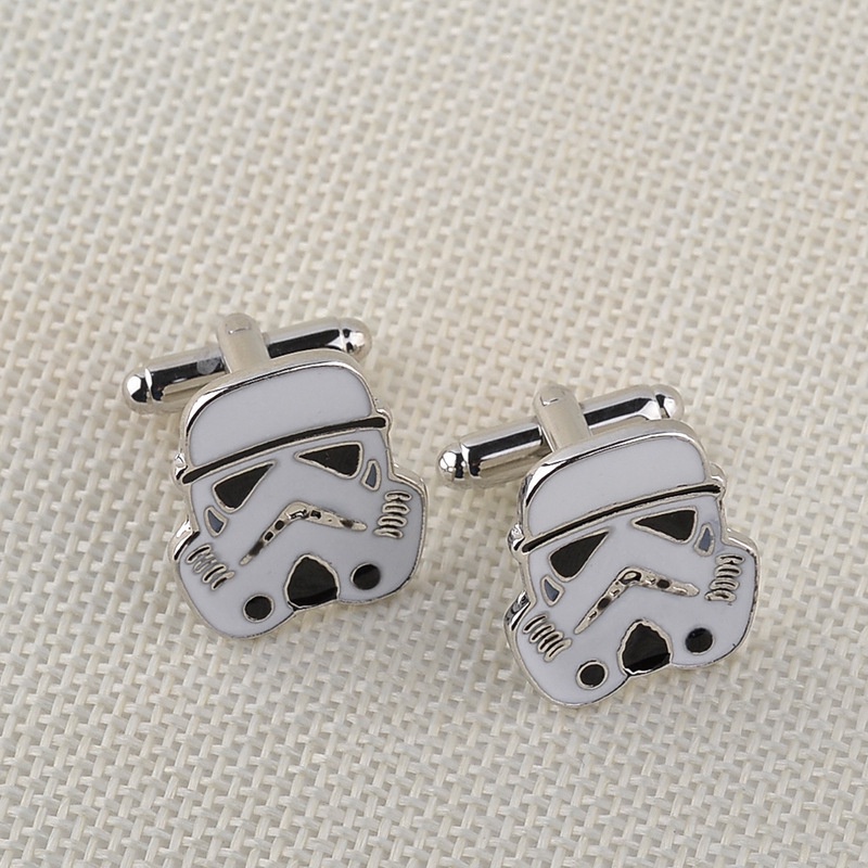 Khuy Măng Sét Trắng Hình Ngôi Sao Samurai Cho Nam