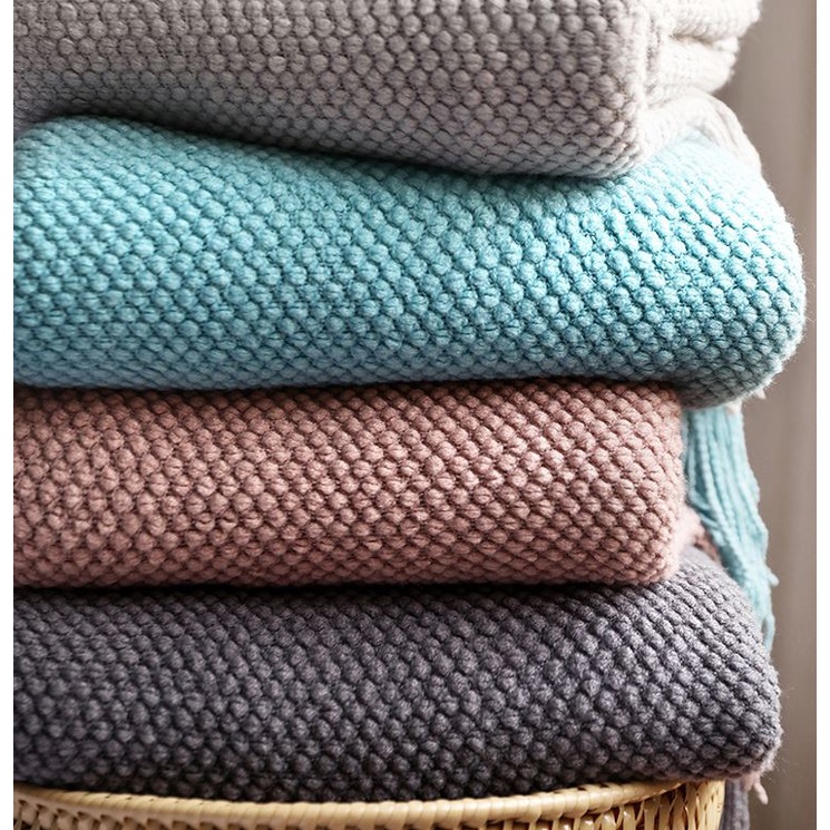 Khuyến mãiChăn dệt kim văn phòng/sofa sắc màu Vintage Retro mang phong cách Bắc Âu