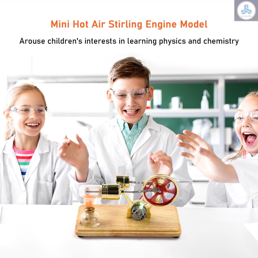 Bộ Mô Hình Động Cơ Stirling Mini Có Đèn LED Nhiều Màu Sắc Cho Bé B1130