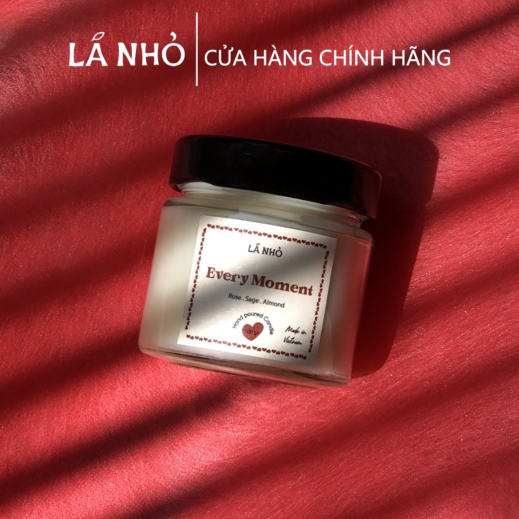 Nến thơm Handmade Candle LÁ NHỎ - Every Moment (Rose + Sage + Almond) -  Ấm ngọt - Tự nhiên -  Tinh tế