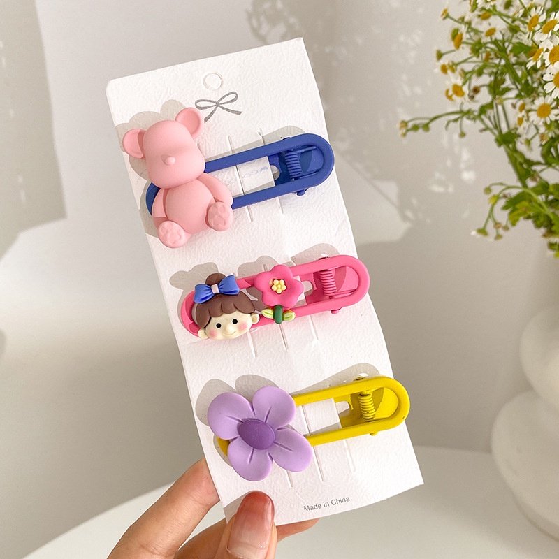 Bộ 3 Kẹp Tóc Hình Thú Hoạt Hình Dễ Thương Cho Bé Gái
