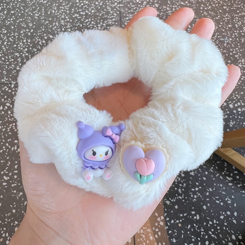 SANRIO Dây Cột Tóc Cao Su In Hình Kuromi Dễ Thương Cho Bé Gái