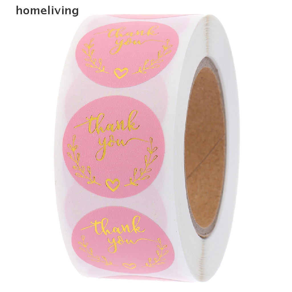 Bộ 500 Miếng Dán 1 inch Màu Hồng In Chữ Thank You Xinh Xắn