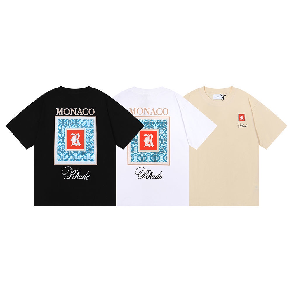 Áo Thun cotton Ngắn Tay In Hình RHUDE Moroccan Marlboro Cá Tính Cho Nam Và Nữ