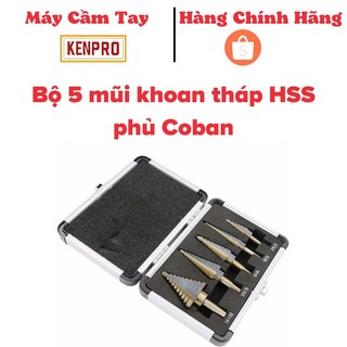 Bộ 5 mũi khoan tháp HSS phủ Coban-mũi khoan Inox phủ Coban