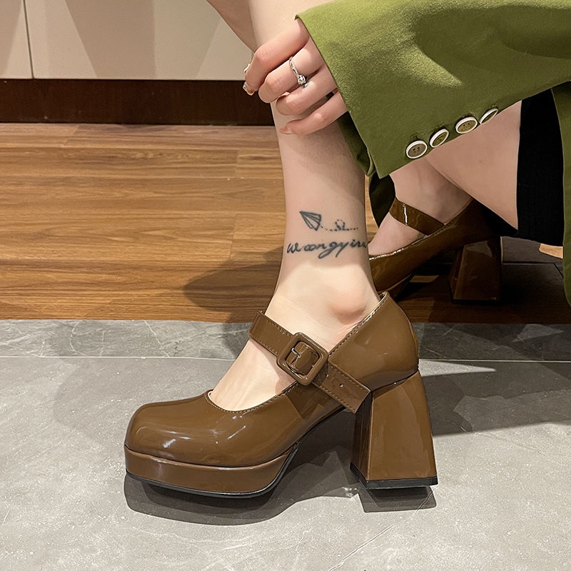 Giày Cao Gót Mary Jane Đế Dày Phong Cách Thời Trang Xuân Thu Anh Quốc Có Size Lớn 35-44 Dành Cho Nữ