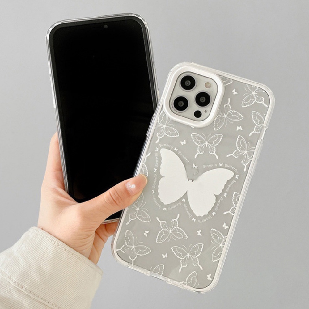 Ốp Điện Thoại TPU Mềm Trong Suốt Chống Sốc Họa Tiết Bướm Đen Cho IPhone 14 13 12 11 Pro Max XS XR 8 7 Plus
