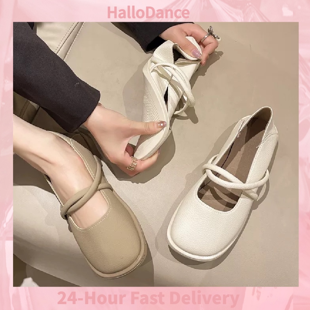 HalloDance Giày Đầu Vuông 2 Quai Xoắn Lớp Lót Mềm Đế Chống Trượt Thanh Lịch Quà Tặng
