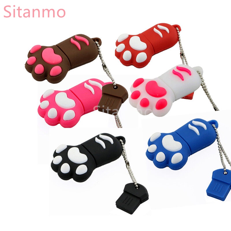Bộ Nhớ Pendrive 128GB 64GB 32GB 16GB 8GB 6 Màu Hình Dấu Chân Mèo Dễ Thương
