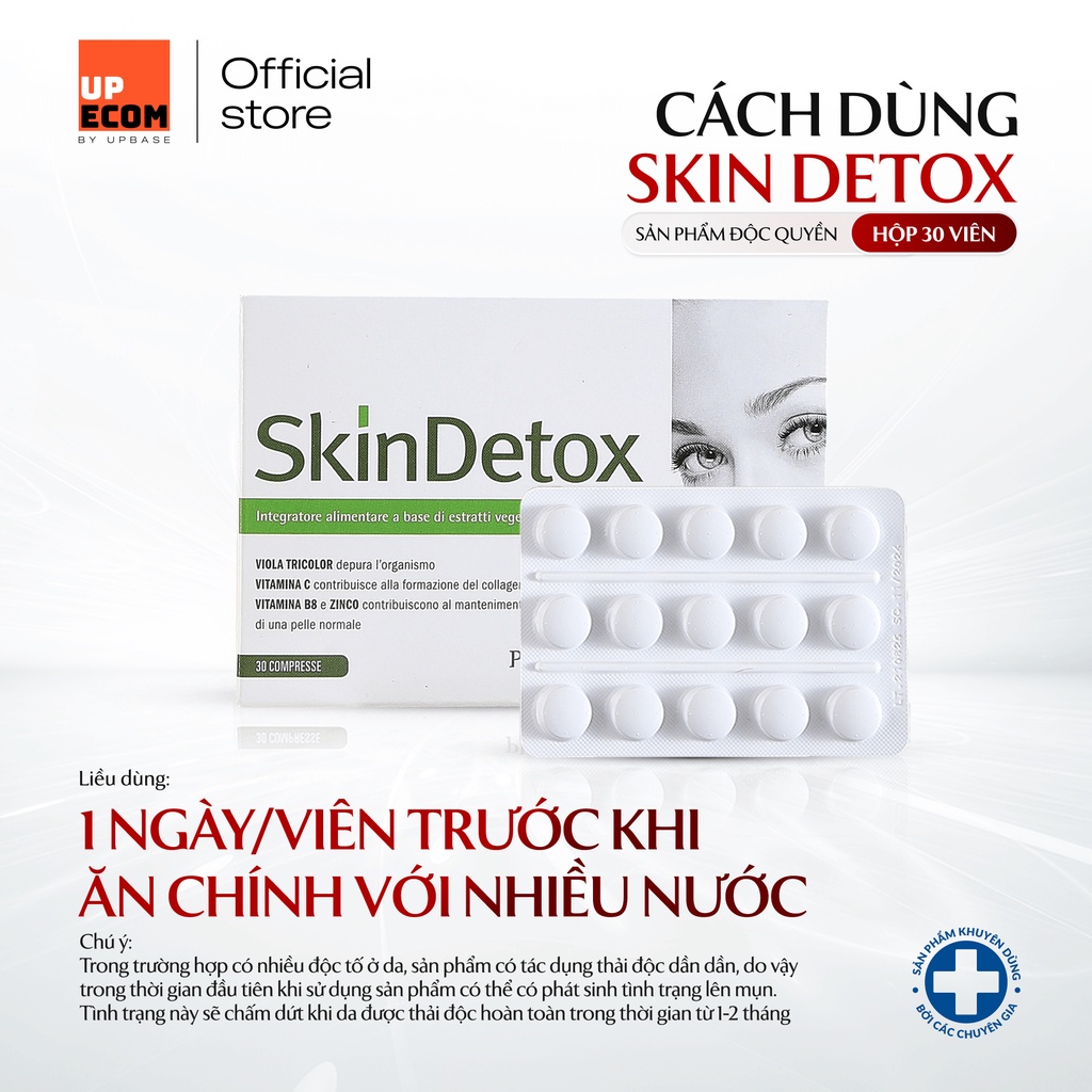 Viên uống Skin Detox Pharmalife hỗ trợ giảm mụn, giảm dầu nhờn giúp tăng cường đề kháng và dưỡng ẩm hộp 30