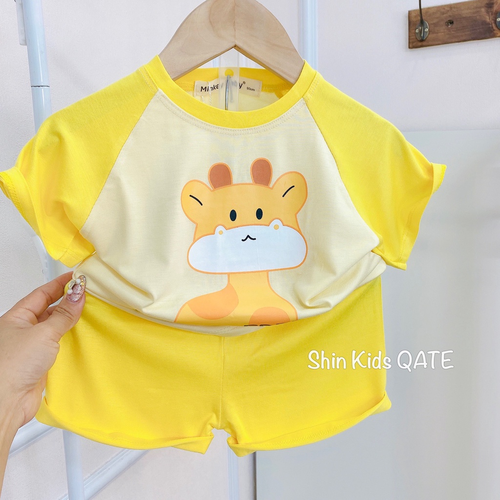 Full Size  Bộ Cộc Tay Thun Lạnh Minkey BaBy Ráp Lăng In Hình Cá Mập Dễ Thương Dành Cho Bé