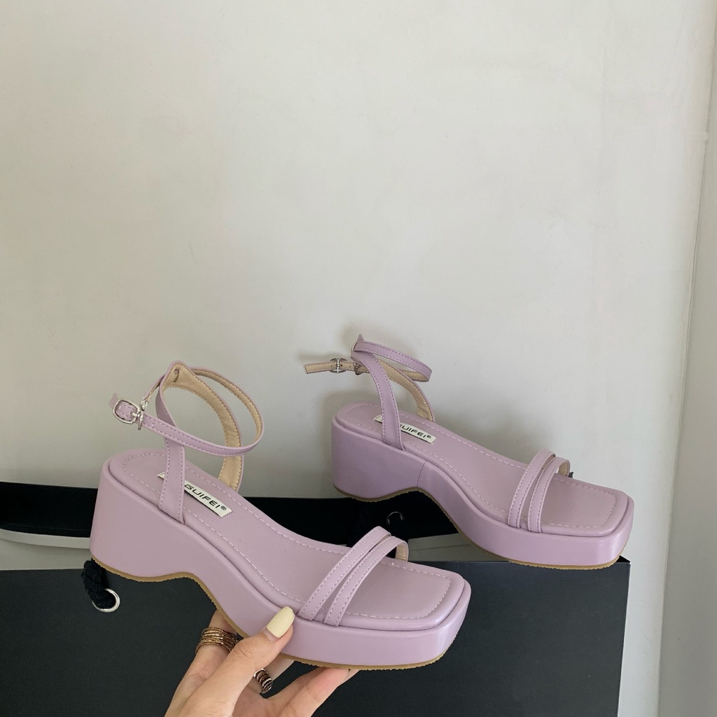 Xăng đan Đế Dày Mũi Vuông Thời Trang Dành Cho Nữ