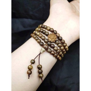 Vòng tay trầm hương chuỗi 108 hạt mix hoa sen