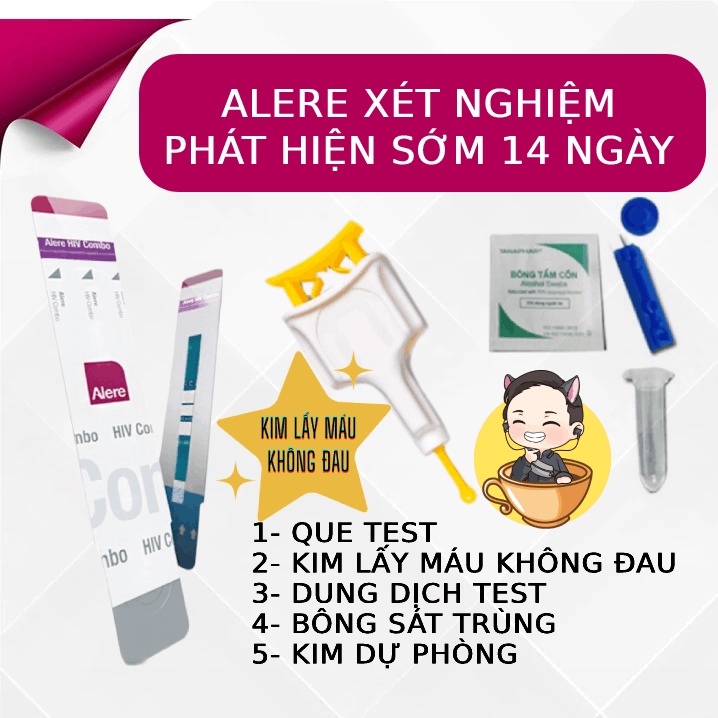 Test phát hiện HIV sớm 14 ngày, test xét nghiệm HIV, kim lấy máu không đau, chính xác 100%