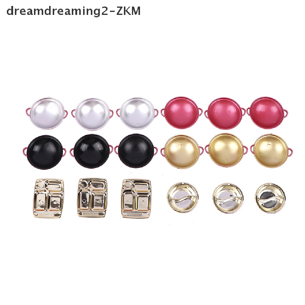 Bộ 3 Món Chén Đĩa &amp; Chảo Ăn Tối Mini Dùng Trang Trí Nhà Búp Bê